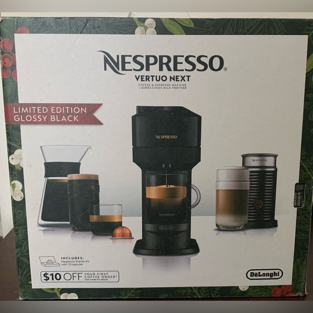 Nespresso Vertuo Next Deluxe Coffee & Espresso Maker Aeroccino Milk Frother NIB